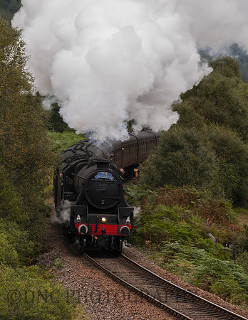 Black 5 45407 after departing Glenfinnan station 24.09.2008