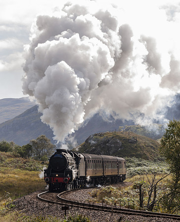 Black 5 45407 after departing Glenfinnian Station. 23.09.2008