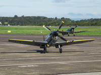 BBMF Supermarine Spitfires MkIIa P7350 & Mk LF XVIE taxi at Prestwick airport