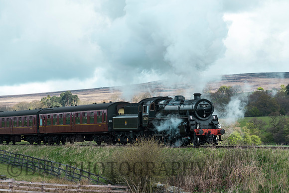 BR Std 4 76079 approaching Moorgates with the 9.50 departure from Goathland 27.04.17.