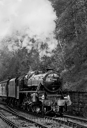LMS Black 5 44806 arriving at Goathland Station 05.05.17 m