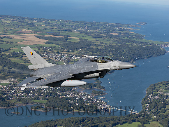 Belgium Air Force F-16AM Fighting Falcon FA-72 over Menai Bridge