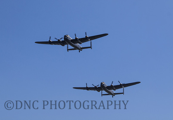 BBMF AVRO Lancaster BI PA474 & CWHM AVRO Lancaster (Mk X) FM213 flyng over Prestwick airport
