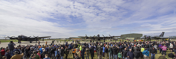 AVRO Line up Lancasters PA474 City of Lincoln FM213 Vulcon B2 XH558