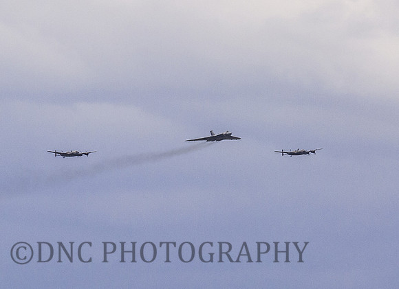Flypast RAF Waddington Vulcan XH558, Lancaster PA474 & Lancaster FM213