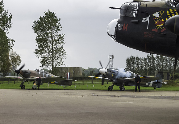 Engine starts on Spitfire PR (XIX) PS915 with along side Hurricane MK (IIc) LF363