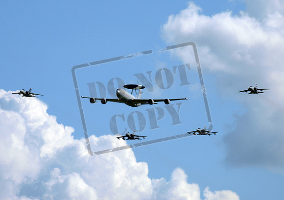 Boeing E-3D Sentry ZH107 flanked by L-R Panavia Tornado F3 ZE887 GR4A ZD714 GR4A ZD745 F3 ZE968