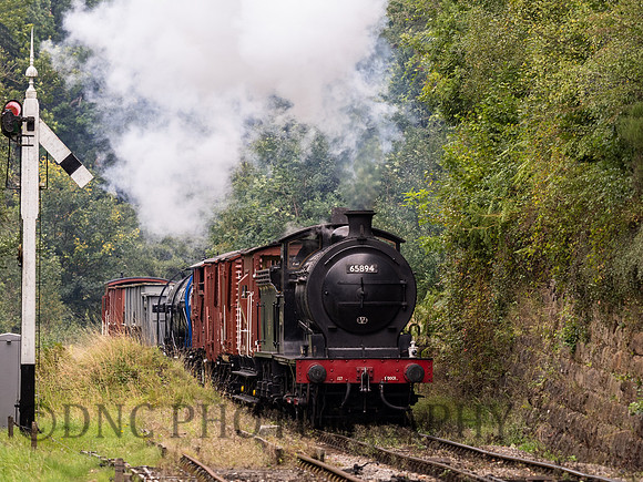 J27 65894 on the climb towards Goathland with the freight