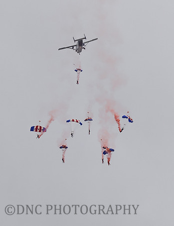 RAF Falcons Parachute Display Team exit the Shorts SC-7 Skyvan