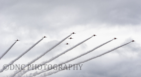 Royal Airforce Display Team Red Arrows arrival crowd centre