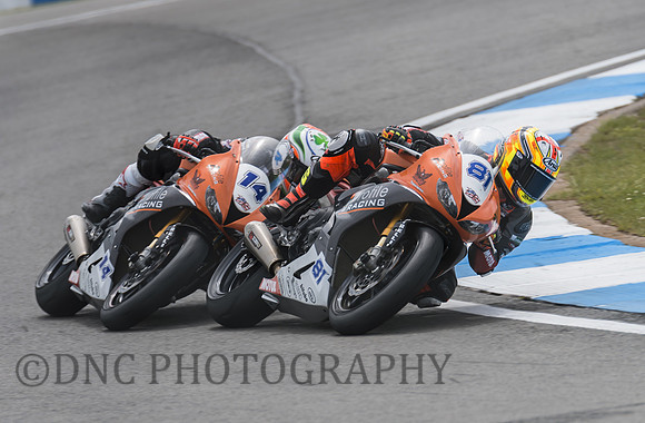 Luke Stapleford leads Jack Kennedy both Profile Racing Triumph Daytona 675