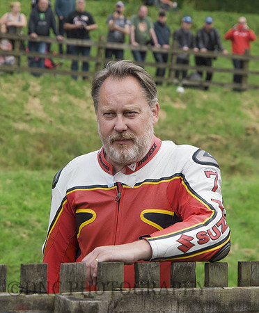 Jim Moir (Vic Reeves) Filming documentary on Barry Sheene