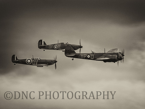 Bristol Blenhiem IF L6739, Supermarine Spitfire MK1 N3200, Hawker Hurricane MK1 P2902