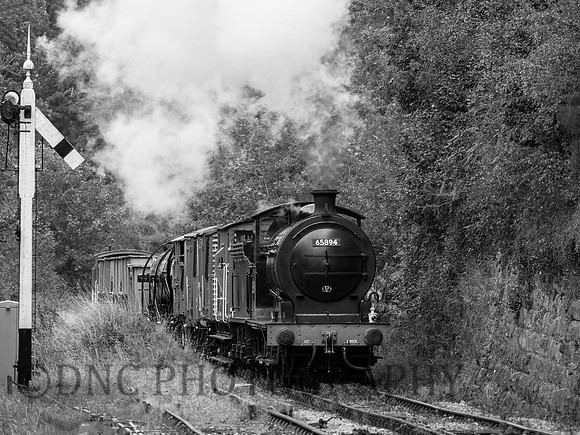 J27 65894 on the climb towards Goathland with the freight mono