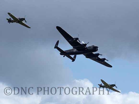 BBMF AVRO Lancaster B.1 PA474 City of Lincoln, Hurricane MkIIC LF363, Spitfire MkIIa P7350