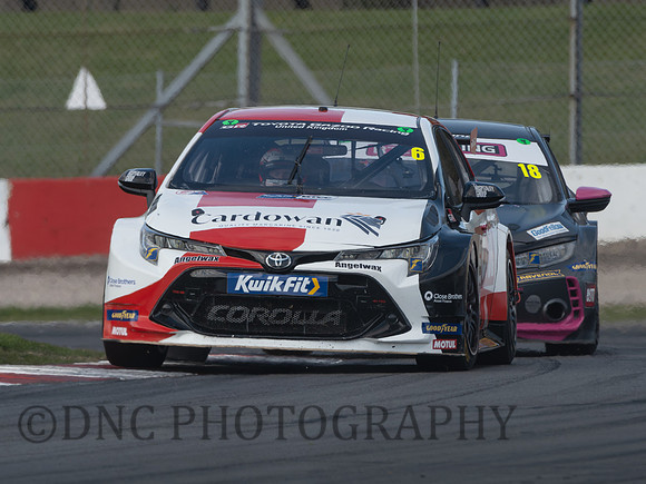 Rory Butcher Toyota Gazoo Racing UK Toyota Corolla GR Sport leads Senna Protor Honda Civic Type R