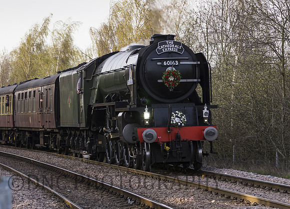 A1 60163 Tornado approaches Shaftholme Junc with the south bound Cathedrals Express 29-03-12