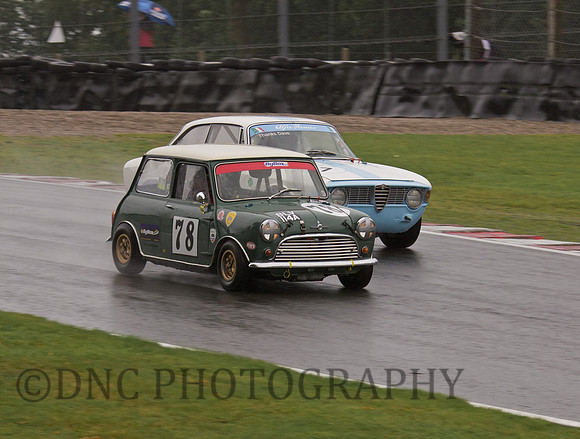 Colin Flynn Morris Mini Cooper S & Tom Andrew Alfa Romeo Giulia GT HSCC ByBox Historic Touring Cars