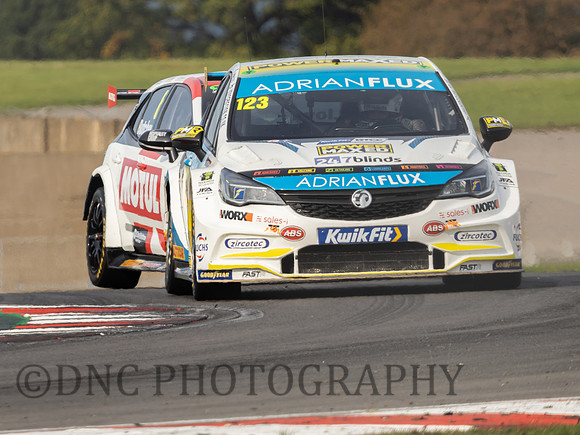 Dan Lloyd Adrian Flux with Power Maxed Racing Vauxhall Astra leads Rory Butcher Toyota