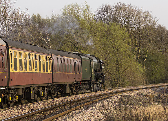 A1 60163 Tornado passes Shaftholme Junc with the south bound Cathedrals Express 29-03-12.